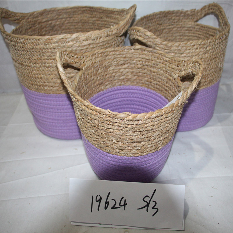Handgemaakte stro opbergdoos zeegras mand rotan fruit container make-up organizer geweven opbergmanden