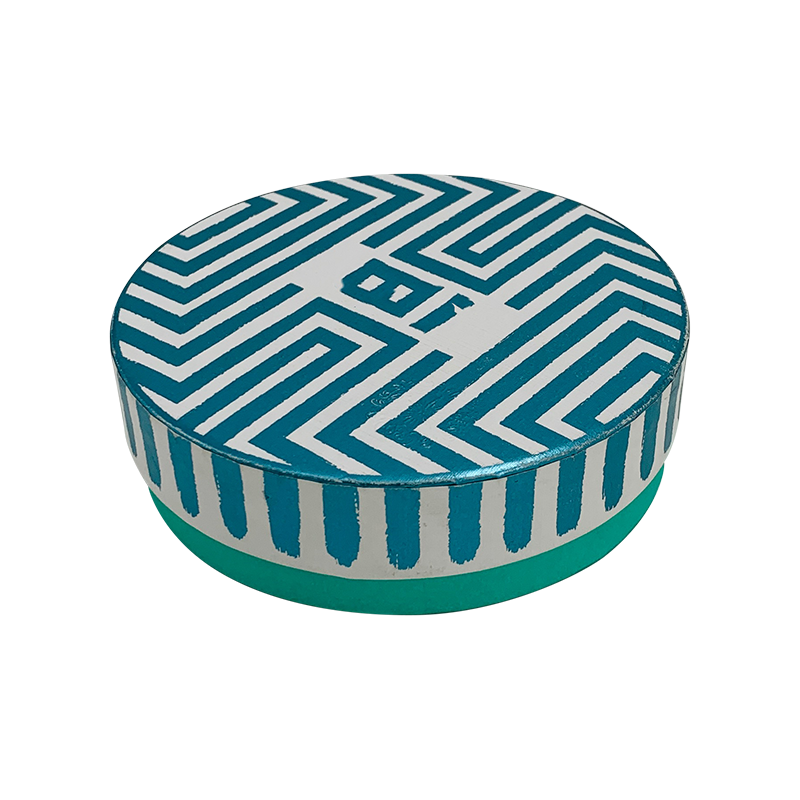 Round Packaging Box for Ornaments, Jewelry Sky Blue Foil stamping