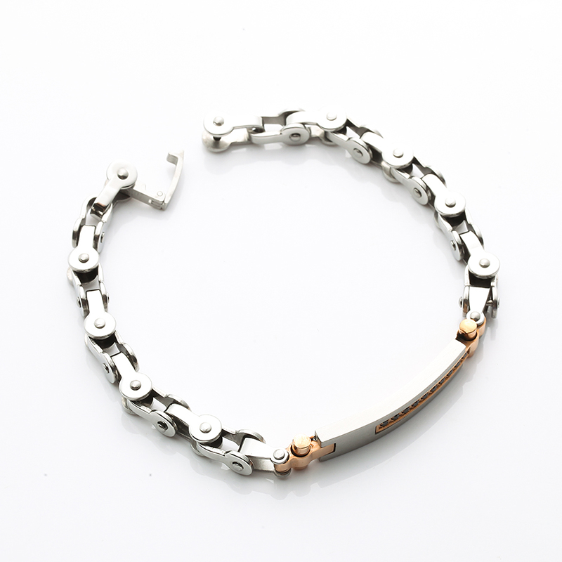 Tweekleurige 18K roségouden roestvrijstalen armband CNC CZ stenen mode-armband