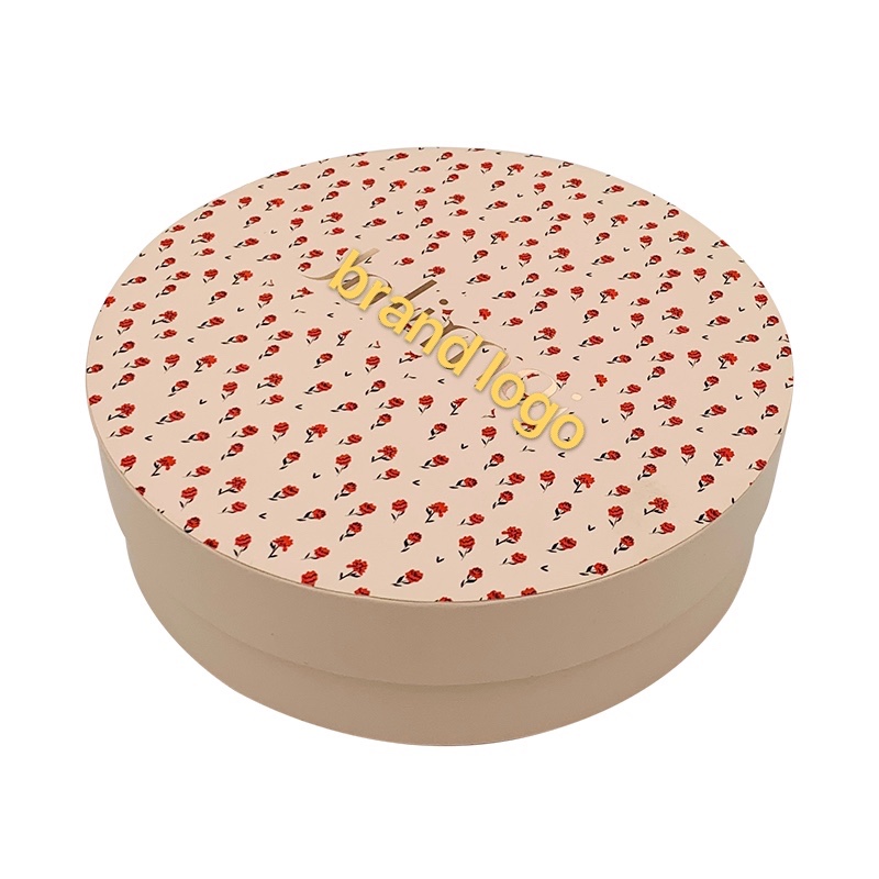 Pink Foil Logo Round Storage Box Round Gift Case