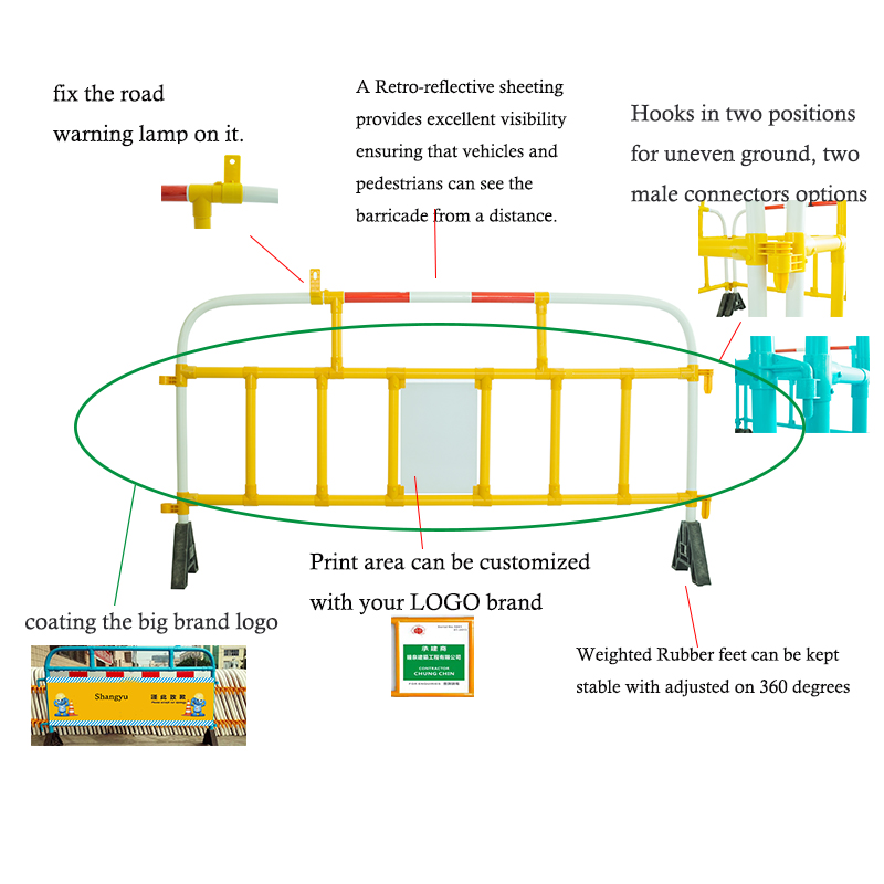Plastic voetgangersbescherming belemmeringen Twee grootte optie crowd control barrières voor veiligheid