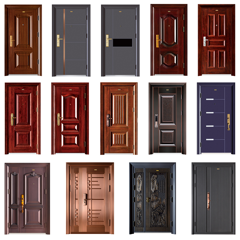 Gloednieuw voor Hotel Modern Doors Uitstekende Steel Deur Hot Selling Iron Paint Colors Deur Steel Security Deuren Multifunctionele Decoratieve Modern Front Security Residentiële Deuren