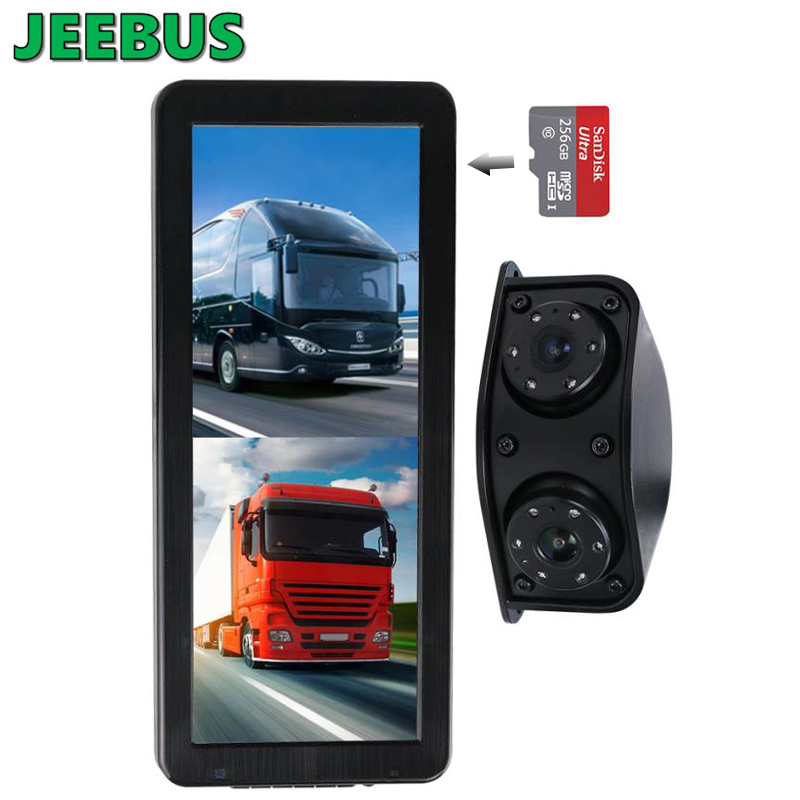 HD Waterdichte Nachtzicht Voor Achteruitrijcamera AHD Dual Video Dash Cam Spiegel DVR Monitor Systeem voor Bus