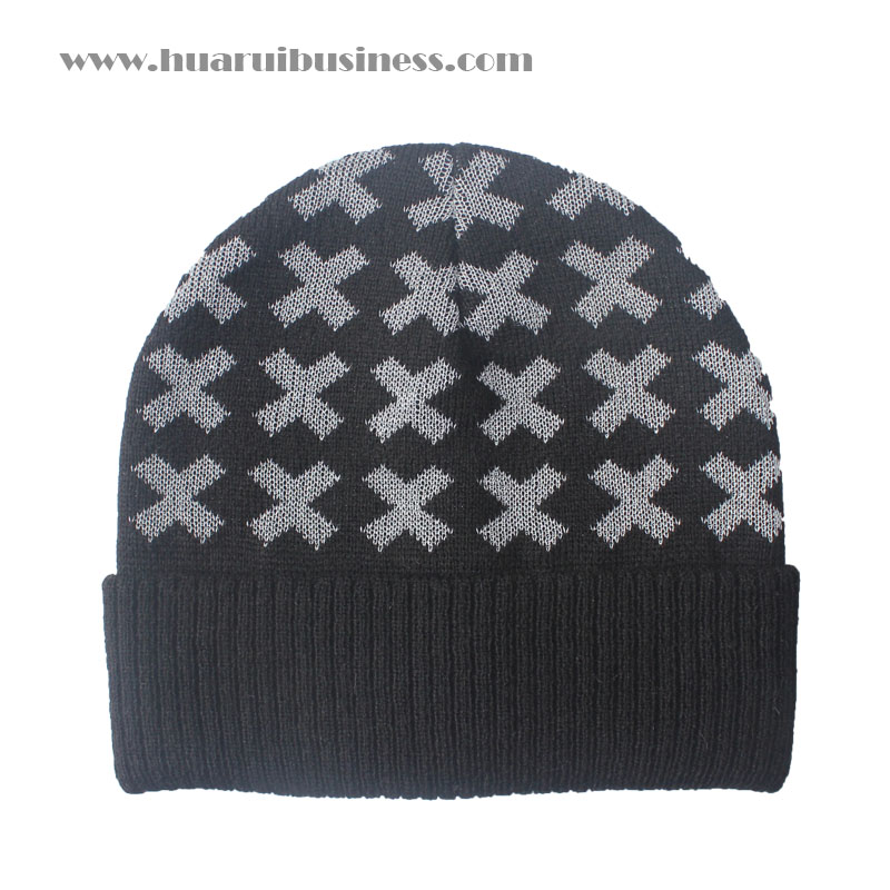 acryl gebreide muts, acryl brei hoed, tuque, wintermuts, geboeide muts, muts met manchet, alle X letters met reflecterende werking