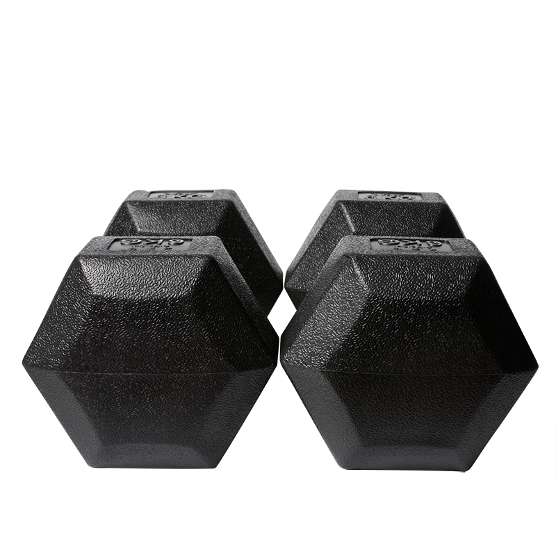 Rubber Coated Solid Steel Hexagonal Dumbell