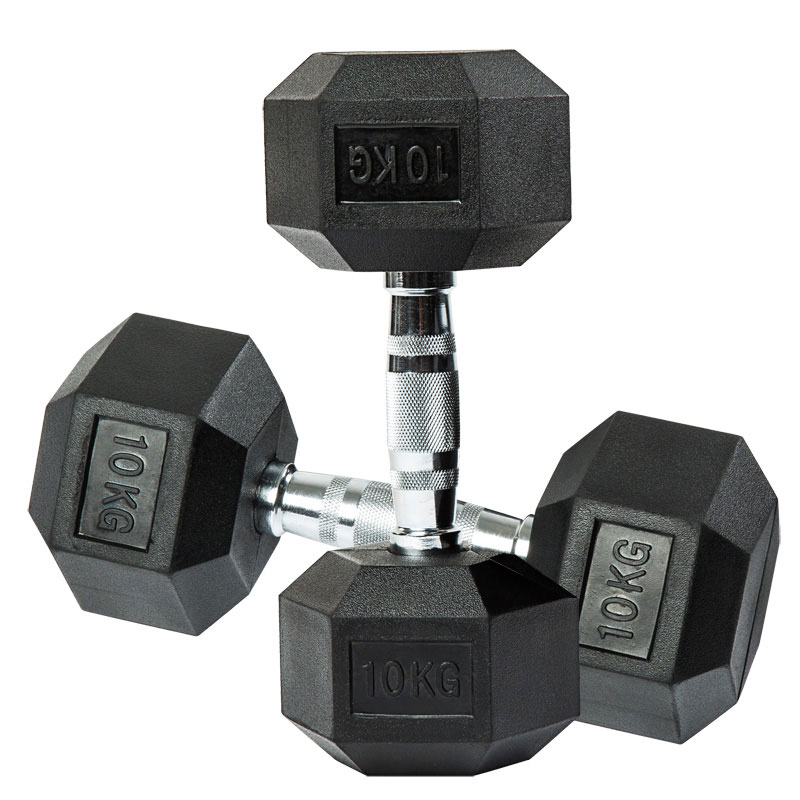 Rubber Coated Solid Steel Hexagonal Dumbell