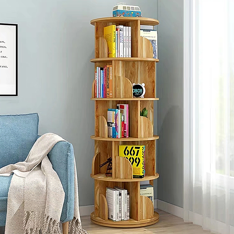 TMJ-2050 Custom Modern Home Wood White Revolving Storage Holders Racks Roting Book Shelf