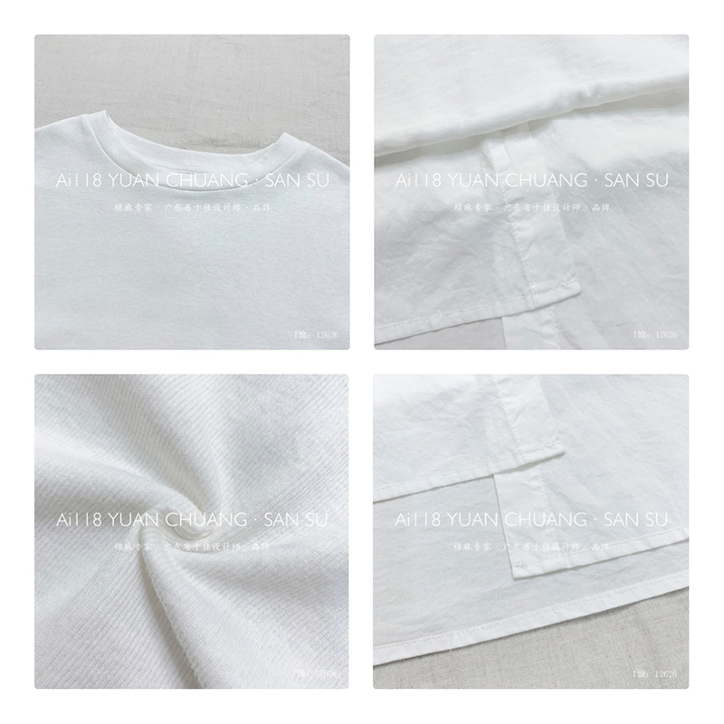 Losse-passend ontwerp Minimalistische Round Collar stijl Vaste mouw stijl Casual Vaste kleur katoen en linnen oversized aangepaste 12626 T-Shirts