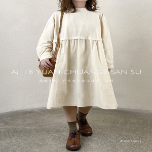 Losse-fitting design Minimalistische stijlvolle Casual Solid Color Printed color katoen en linnen oversized custom 15587 Shirt Dresses