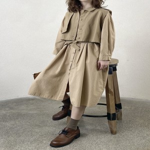 Losse-fitting design Minimalistische stijlvolle Casual Solid Color Printed color katoen en linnen oversized custom 19572 Shirt Dresses + Waistcoat