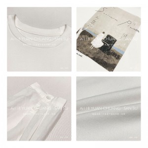 Lospassend ontwerp Minimalistische ronde collar stijl Gesnopte mouw Casual Vaste kleur katoen en linnen overspannen aangepaste 12709 Sweatshirts