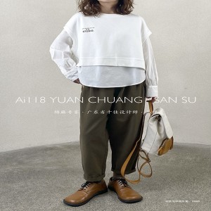 Losse-fitting design Minimalistische stijlvolle Casual Solid Color Striped Checked oversized custom 19600 Round Collar Shirt + Waistcoat