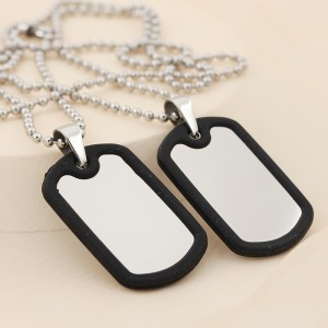 Groothandel roestvrijstalen dubbele siliconen dog tag hanger ketting
