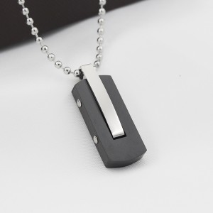 Groothandel roestvrijstalen tweekleurige zwarte hanger ketting