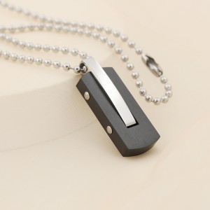 Groothandel roestvrijstalen tweekleurige zwarte hanger ketting