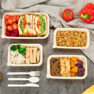 Rechthoekige milieuvriendelijke biologisch afbreekbare voedselverpakkingscontainers om mee te nemen maizena wegwerp voedselcontainer