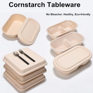 Bioegradable Food Packaging Cornzetmeel Packing Lunch Box Compositable Microwaveable Clamshell Take Food Containers