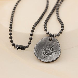 Antieke zwarte ketting glanzende ster hanger roestvrij stalen ronde ketting