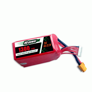 HD POWER 1300mAh 75C 6S 22.2V FPV lipo batterij