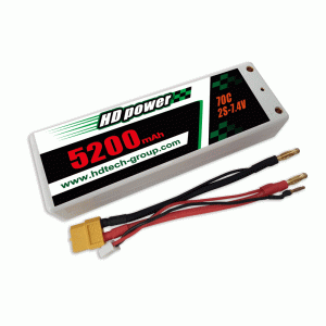 HD 5200 mAh 70C 2S 7,4 V LiPO-batterij met harde koffer