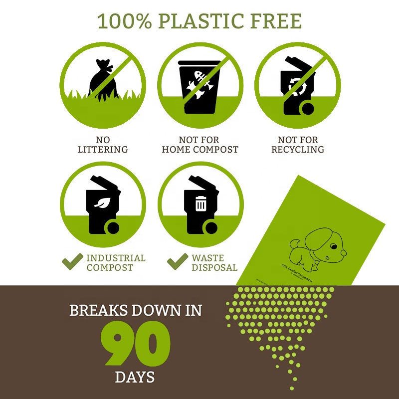 Plastic Gratis Hele Composteerbare Wegwerp Kakzakken Biologisch Afbreekbaar Maïszetmeel Honden Kak Afvalzakken Milieuvriendelijke Honden Kak Zakken