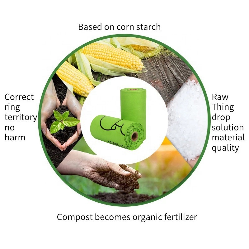 Hele Sale Compositable Disposable Pet Poop Bags Eco Friendly Dog Poop Bags Cornzetmeel Bioafbreekbare Bags