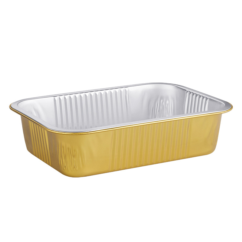 Wegwerp fastfood verpakking goud en zilver hittebestendigheid recyclebare aluminiumfolie lunchbox