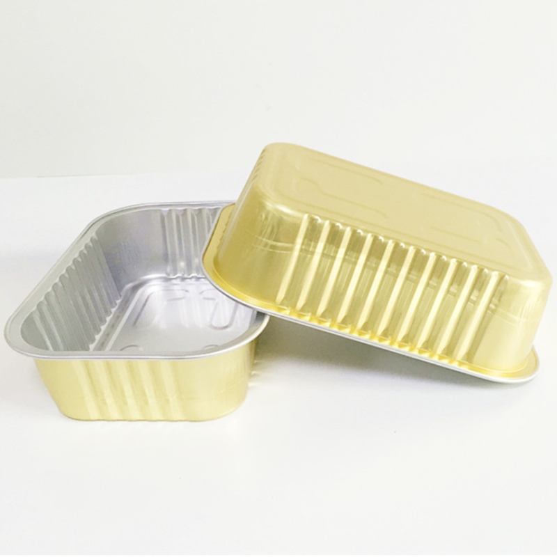 Verwarmbare voedselverpakking gouden hittebehoud lunchbox recyclebare afhaalmaaltijden aluminiumfolie voedselcontainer