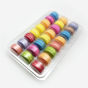 Aangepaste formaten macarons doos 24 compartimenten doorzichtige snoepverpakkingen dozen blisterverpakking