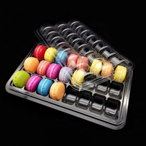 Aangepaste formaten macarons doos 24 compartimenten doorzichtige snoepverpakkingen dozen blisterverpakking