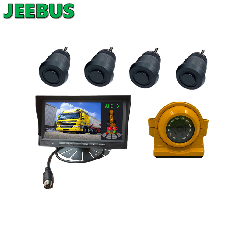 Excavatior Machinery Truck achteruitrijcamera met utrasonic digitale parkeersensor Radardetectiesysteem 7-inch AHD-monitor