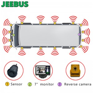 Voertuig Bus Parking Radar Sensor Monitor System HD 1080P Reverse Camera met 16 Sensors Detection Blind Spot Vision Digital Warning Monitoring