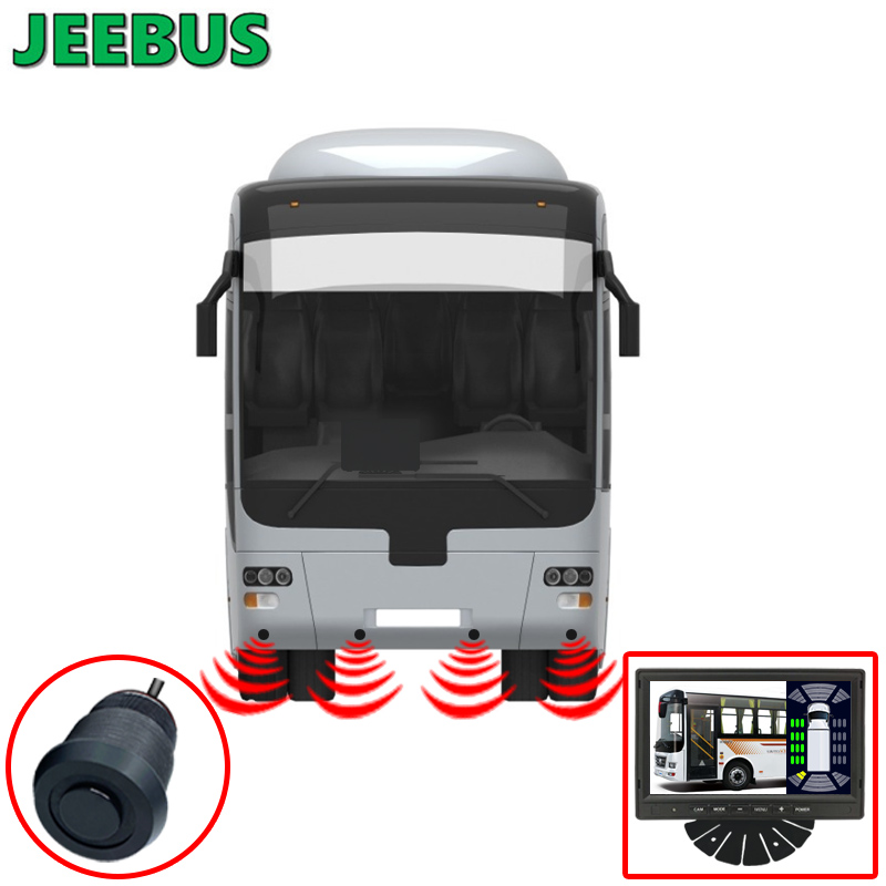 Voertuig Bus Parking Radar Sensor Monitor System HD 1080P Reverse Camera met 16 Sensors Detection Blind Spot Vision Digital Warning Monitoring