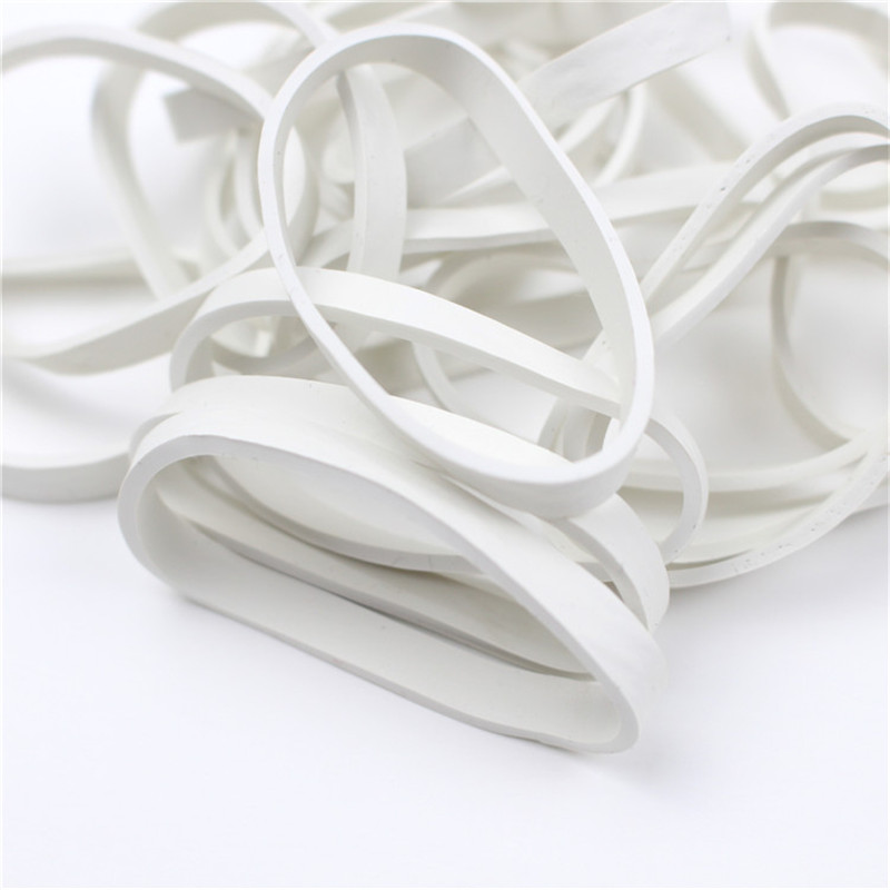 Aanpasbare diameter 38 mm witte verbrede rubberen band met hoge elasticiteit en verouderingsbestendigheid voor kantoorcultuur en onderwijs, directe verkoop in fabrieken