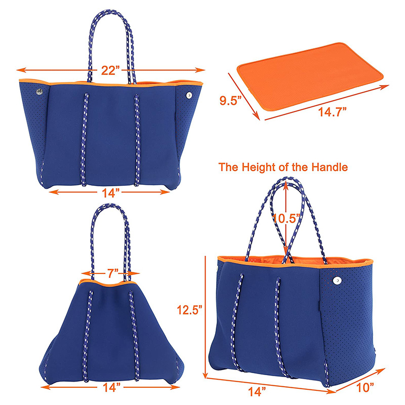 2021 Zomer Nieuwe Design Neopreen Beach Bag Grote Capaciteit Neopreen Geperforeerde Neopreen Tote Bag