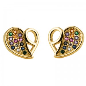 Dames Europese en Amerikaansenieuwe stijl bloem vlinder oorbellen overdreven creatieve trendy ingelegd zirkoon regenboog oorbellen vrouwen