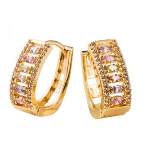 Dongdaemun oorbellen, vrouwelijke populaire temperament oorbellen, koperen ingelegd zirkoon en gegalvaniseerde gouden Franse oorbellen