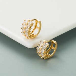 Ins regenboogreeks Europese en Amerikaanse persoonlijkheid oorbellen koper vergulde micro-ingelegd kleur dubbele rij zirkoon oorbellen hip-hop oorbellen