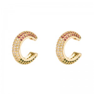 ins Europese en Amerikaanse oorbellen vergulde messing met kleur zirkoon oorbellen hip-hop mannen en vrouwen zonder doorboorde oorklemmen