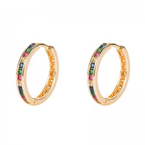 Ins Europese en Amerikaanse kleurrijke cirkel oorbellen, kleine cirkel oorbellen, geometrische oorbellen, vrouwelijke kleur diamant hiphop oorbellen oorbellen