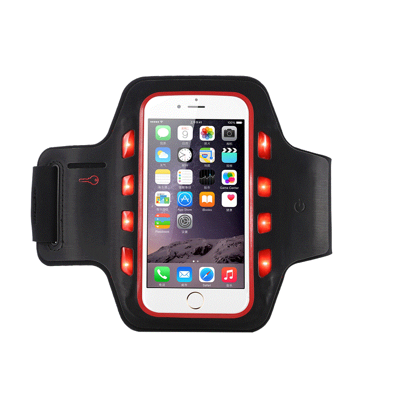 Nieuws Promotionele Design Logo Zijde-print LED Sportarmband Licht Beschermende mobiele telefoon Armbanden voor iPhone 6- 4,7 inch