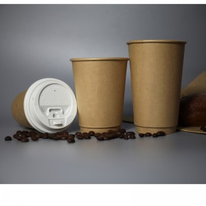 500 ml PE/PLA voering Double Wall Paper Cup 16 Oz-Kraft