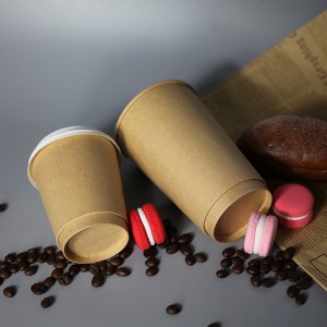 500 ml PE/PLA voering Double Wall Paper Cup 16 Oz-Kraft