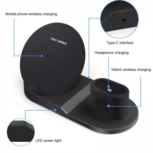 3 in 1 Qi Draadloze Oplader Horloge Wireless Charger Stand Draadloos Opladen Dock Station voor iPhone