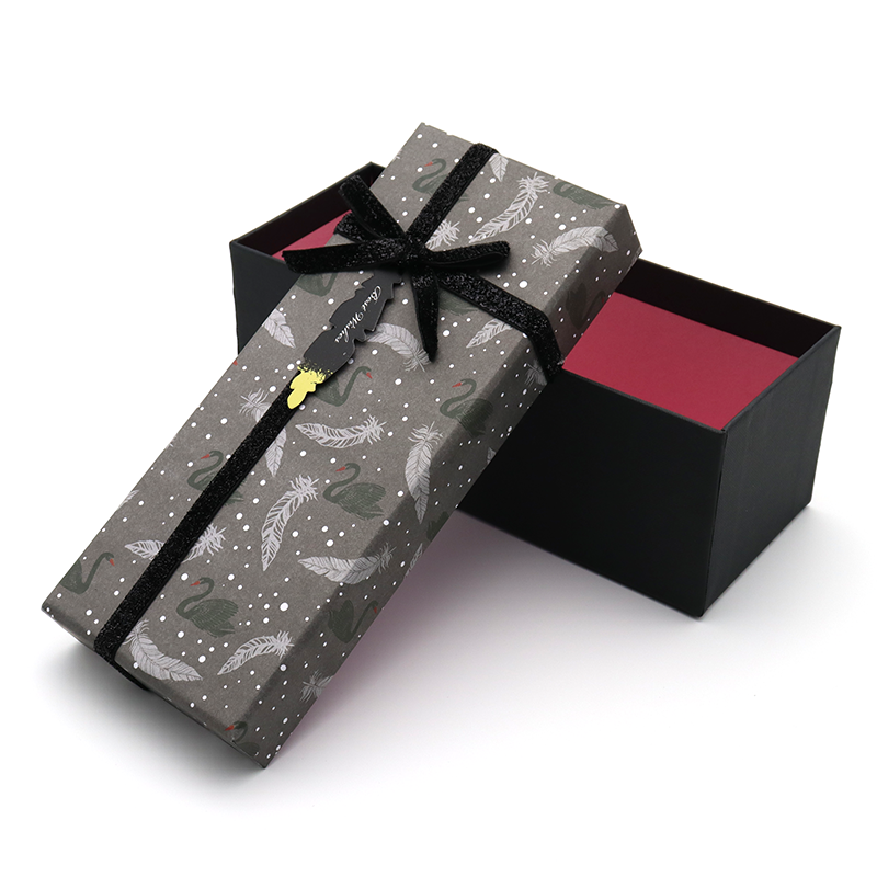 Aangepaste roze zwart rigide papier verpakking schouderdoos met bowknot lint bruidsmeisje geschenkdoos en tassen