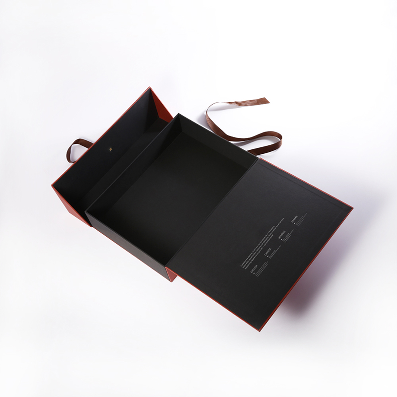 Aangepaste elegante luxe vierkante rode magnetische document dubbele laag open geschenk verpakking dozen met lint