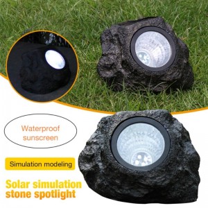 Outdoor LED Rocky Lamp 4 LED Solar Landscape Stone Garden Gazon Light
