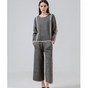 Casual mode veelzijdige gebreide linnen set van twee stukken 68008#