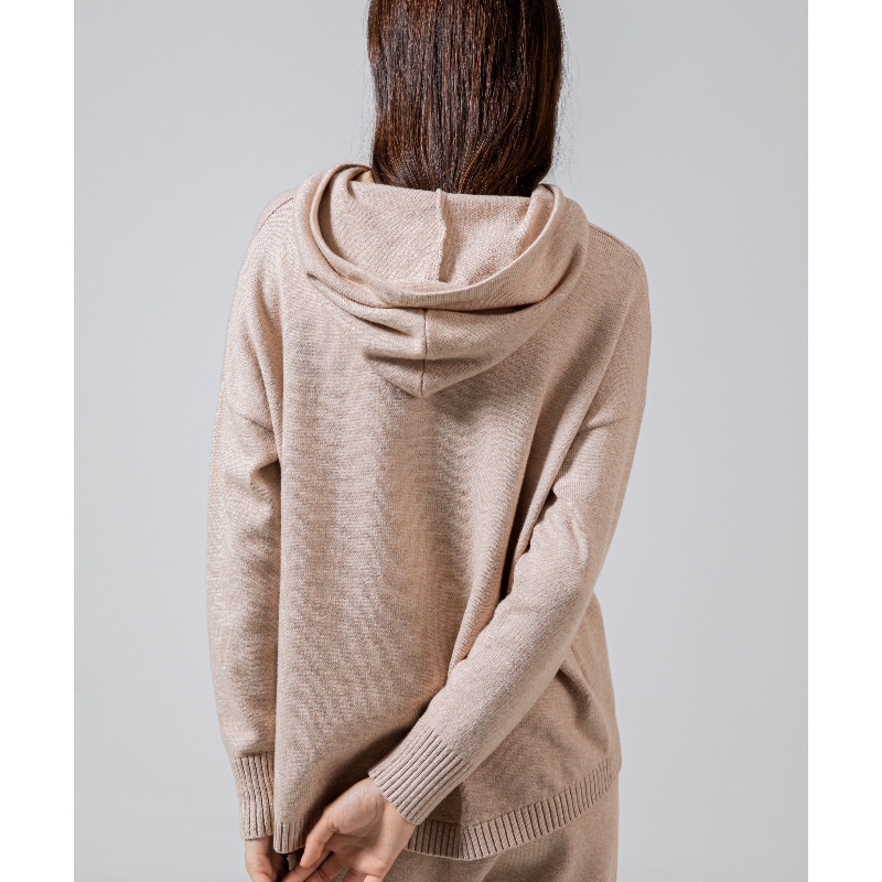 Eenvoudige en eenvoudige gebreide hoodie en enkele top 68036#