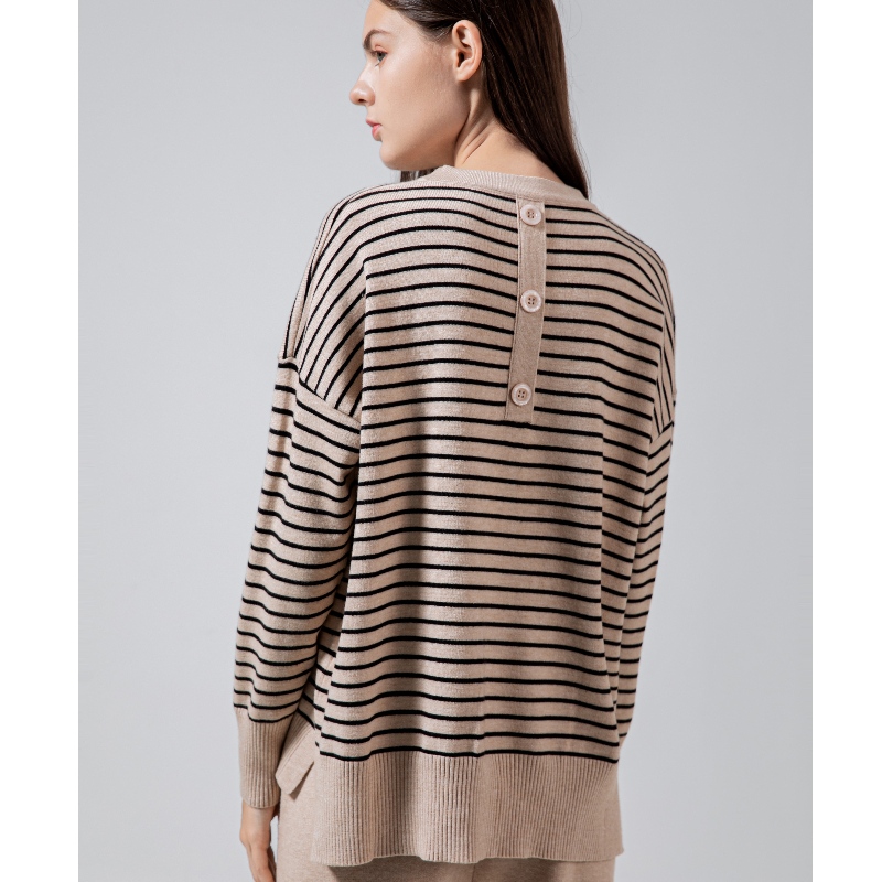 Mode Trend Eenvoudige Casual Joker Basic Brei Striped Top 68059#